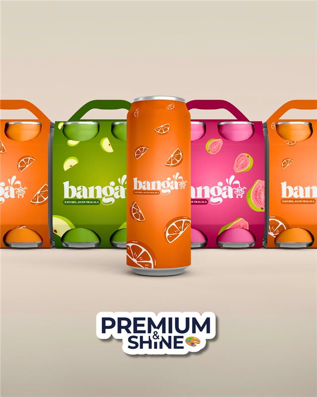 Prestation Premium & Shine - Graphisme & identité visuelle pour une marque de jus.